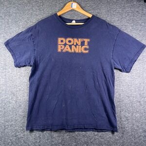Vintage Delta Pro Weight Dont Panic Graphic T-Shirt Navy Blue XL Mens Retro Tee